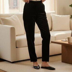 VTG Black Velvet Trouser Pants 80% Wool 20% Nylon by Panther‎ Jr Sz 9 #360S